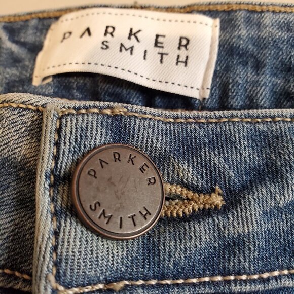 PARKER SMITH SZ 6/28 Straight Leg Stretch Distressed 5 Pocket Blue Jeans USA - Picture 13 of 13